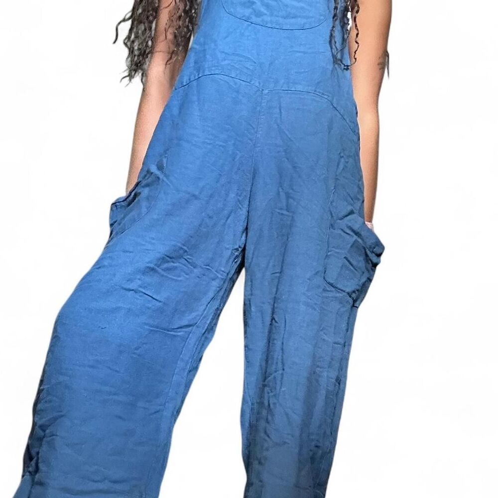 dark blue/navy cotton adjustable overalls